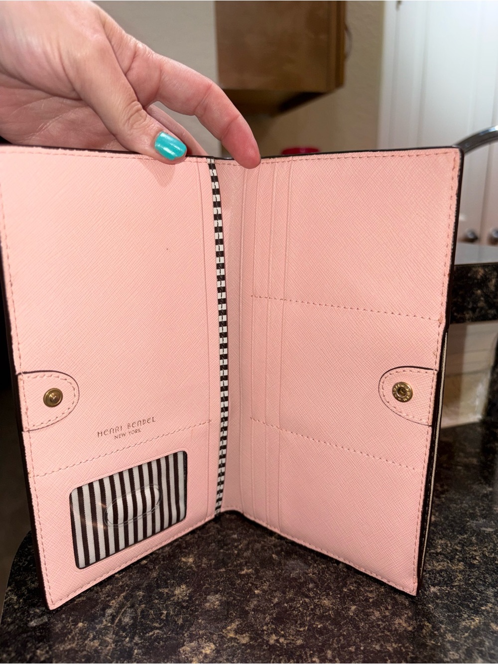 Henri Bendel Blush Pink Saffiano Travel Wallet